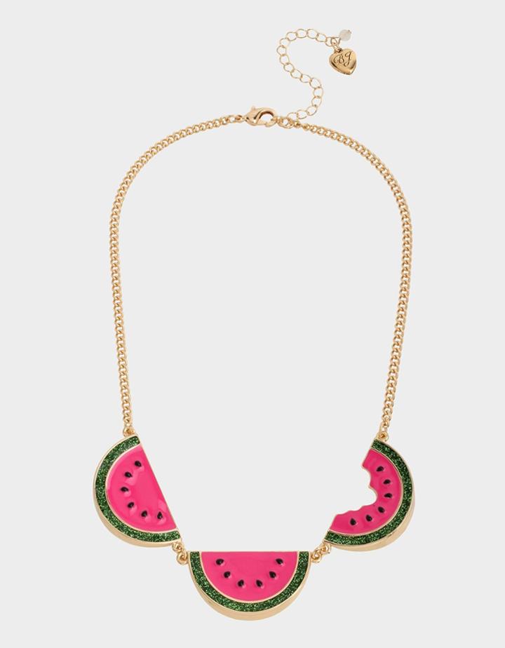 Betseyjohnson Forbidden Fruit Watermelon Necklace Pink