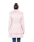 Steve Madden Sweetheart Wool Coat With Faux Fur Collar Lt Pink