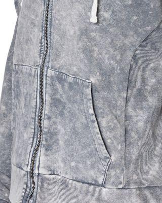 Steve Madden Bleach Wash Zip Up Hoodie Silver