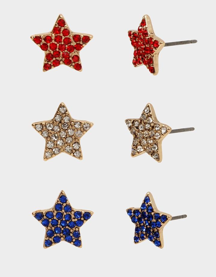 Betseyjohnson Firework Fun Star Stud Set Red-white-blue