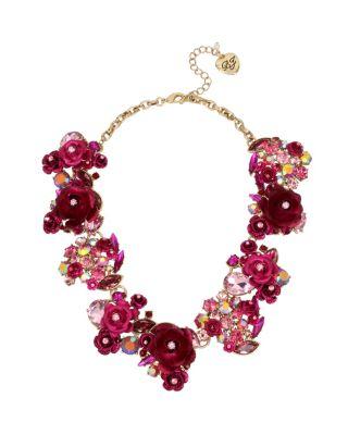 Steve Madden In Love Flower Statement Necklace Pink