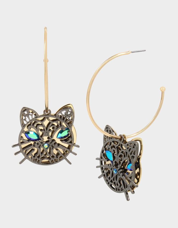 Betseyjohnson Creep It Real Cat Convertible Earrings Teal