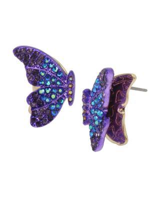 Steve Madden Butterfly Blitz Wings Stud Earrings Purple