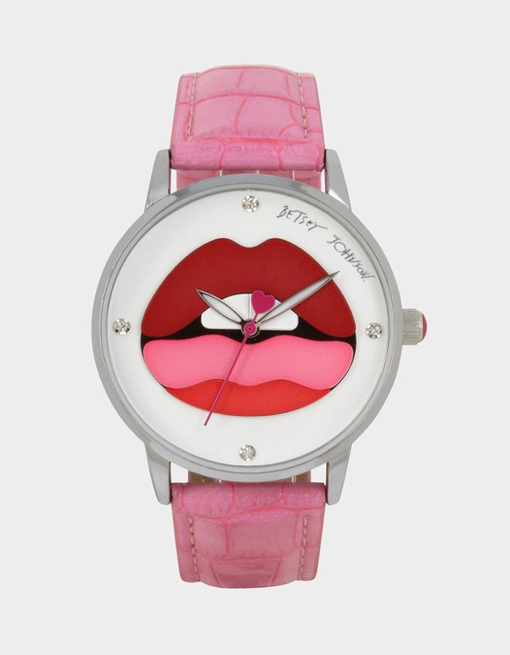 Betseyjohnson Three Layer Lips Watch Pink