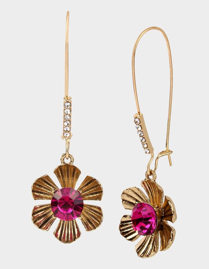 Betseyjohnson Betseys Daydream Flower Hook Earrings Fuchsia