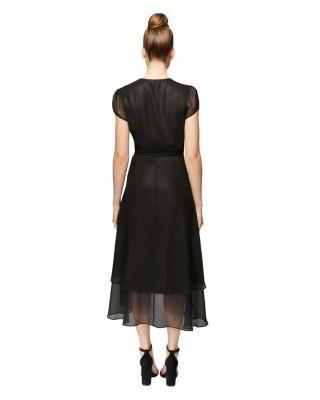 Steve Madden High Low Solid Wrap Dress Black