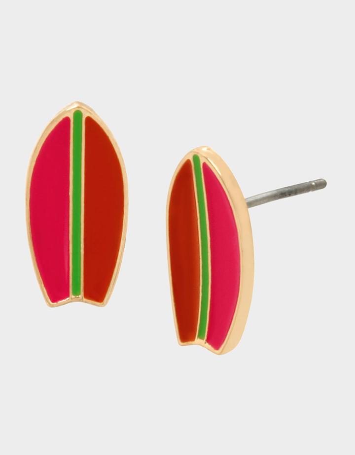 Betseyjohnson Catch The Wave Surfboard Studs Pink
