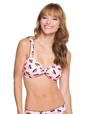 Steve Madden Swooning Swans Molded Bra Top Black/pink