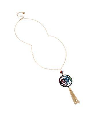 Steve Madden Shake It Off Feather Pendant Multi