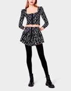Betseyjohnson Betseys Vintage Inspired Flounce Mini Skirt Black Multi