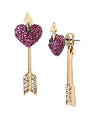 Steve Madden Hearts And Arrows Pierced Heart Earrings Pink
