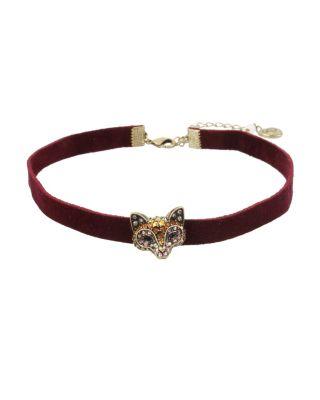 Steve Madden Surreal Forest Fox Choker Burgundy