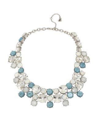 Steve Madden Blue La La Cluster Statement Necklace Blue