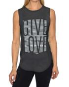 Steve Madden Give Love Stripe High Low Muscle Tee Black