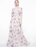 Betseyjohnson Tie Sleeve Blooms Maxi Dress Multi