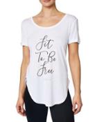 Steve Madden Fit To Be Free Viscose Sidecut Tee White