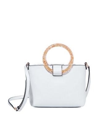 Steve Madden Confetti Rings Top Zip Bag White