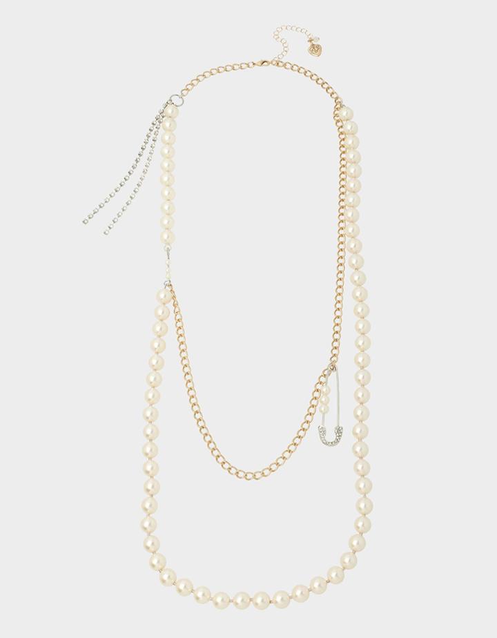 Betseyjohnson Pretty Pearl Multi Row Necklace Ivory