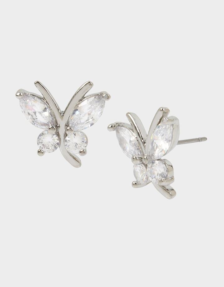 Betseyjohnson Cz Butterfly Stud Earrings Crystal