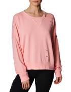 Betseyjohnson Distressed French Terry Pullover Coral