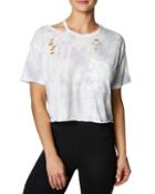 Steve Madden Oversized Distressed Crop Tee White/yellow