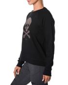 Steve Madden Glitter Skull Long Sleeve Tee Black