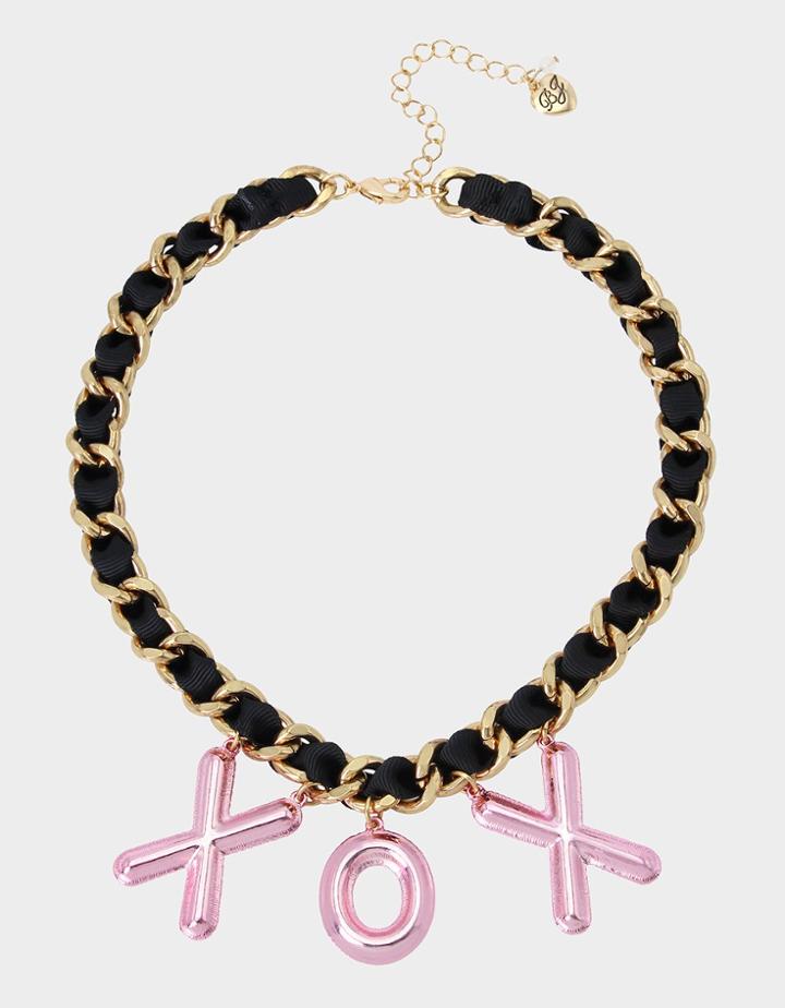 Betseyjohnson Pop Heart Xox Necklace Pink