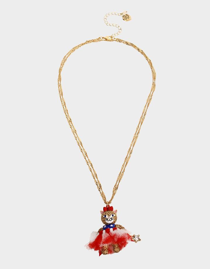 Betseyjohnson Firework Fun Cat Pendant Red-white-blue