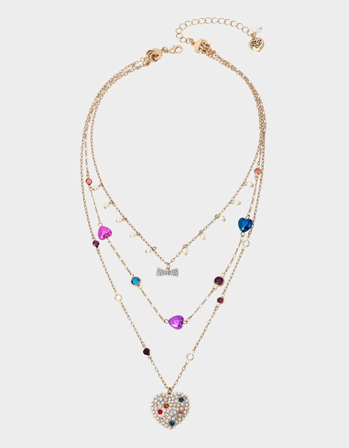 Betseyjohnson Pop Heart Illusion Necklace Multi