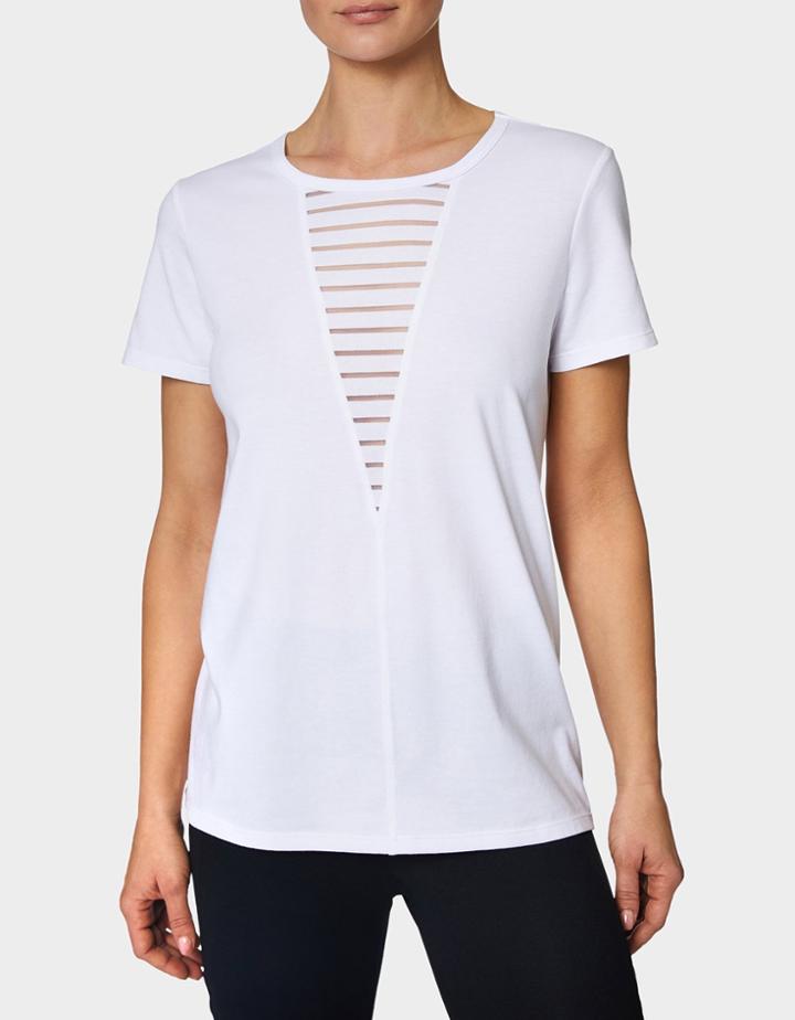 Betseyjohnson Burnout Stripe Deep V Insert Tee White