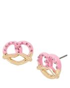 Steve Madden Sweet Shop Pretzel Stud Earrings Pink
