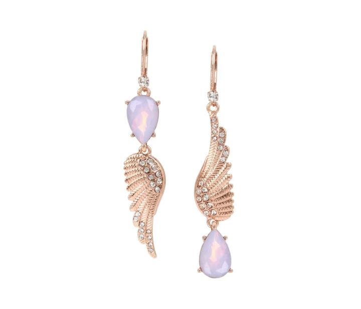 Betseyjohnson Little Angels Wing Mismatch Earrings Crystal