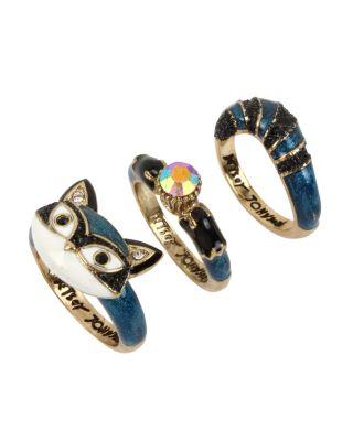 Steve Madden Mini Critters Raccoon Stack Rings Blue