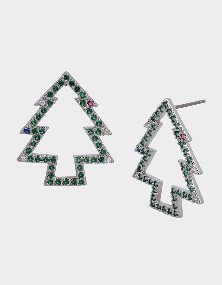 Betseyjohnson Cz Capsule Open Tree Studs Green