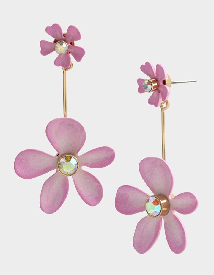 Betseyjohnson Exotic Floral Flower Front Back Earrings Pink