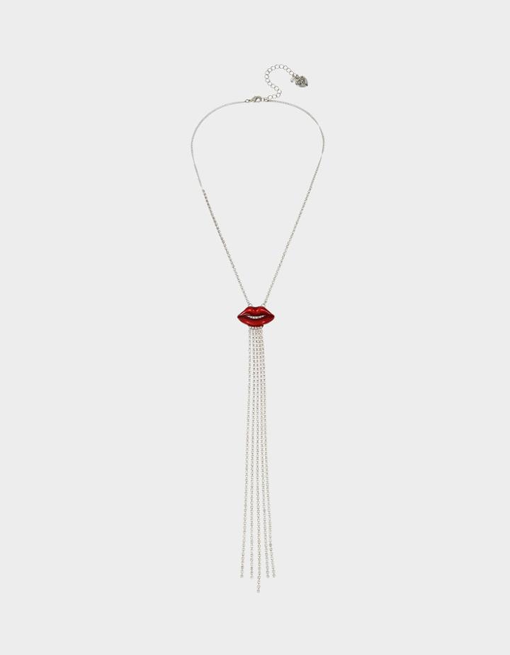 Betseyjohnson Snack Attack Lip Fringe Necklace Red
