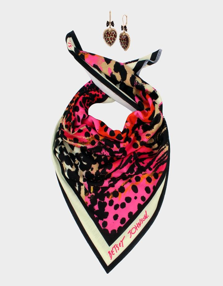 Betseyjohnson Gifty Betsey Animal Scarf Set Multi