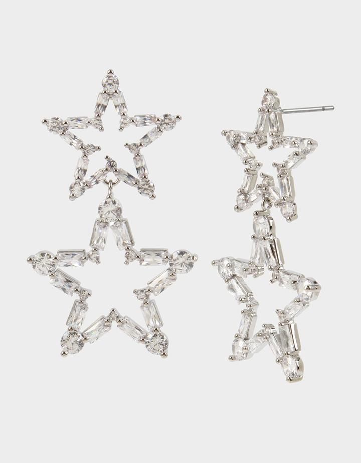 Betseyjohnson Crystal Cuties Double Star Earrings Crystal