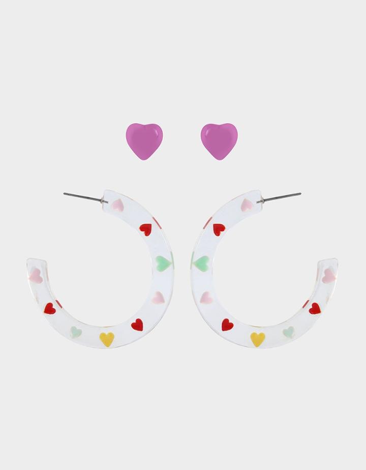 Betseyjohnson Pop Heart Resin Earring Set Pink