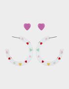 Betseyjohnson Pop Heart Resin Earring Set Pink