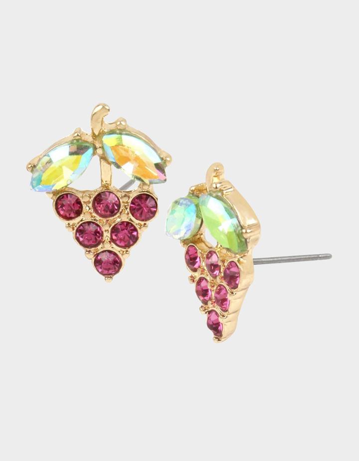 Betseyjohnson Summer Picnic Grape Stud Earrings Fuchsia