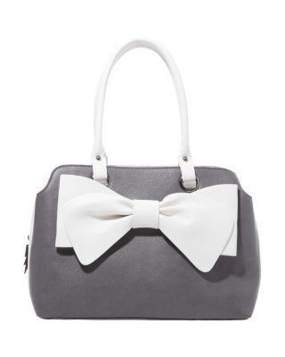 Steve Madden Pop Collar Bow Satchel Grey