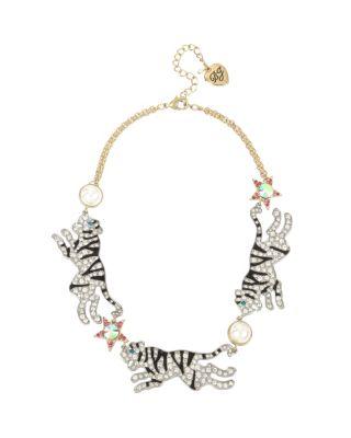 Steve Madden Magical Creatures Tiger Necklace Pink