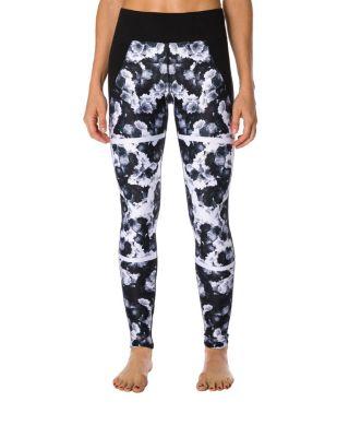 Steve Madden Floral Blocked Side Mesh Legging Black/white