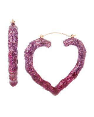Steve Madden Boom Hoop Bamboo Heart Hoops Fuchsia