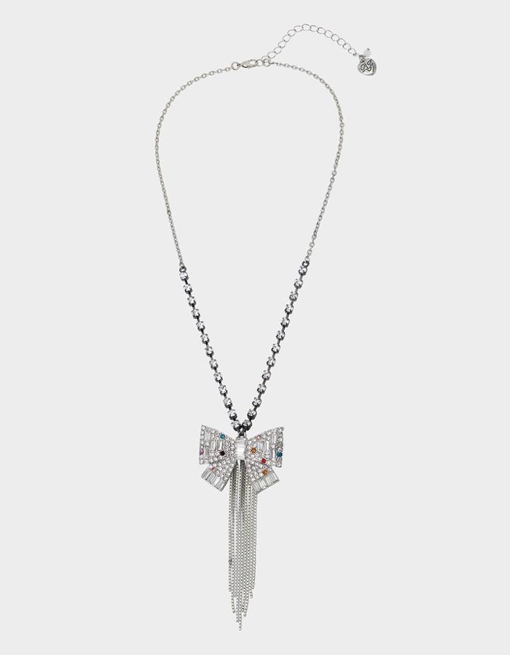 Betseyjohnson Pop Heart Bow Fringe Pendant Multi