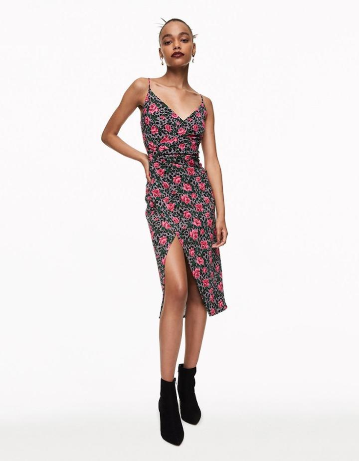 Betseyjohnson Cheetah Rose Faux Wrap Dress Multi