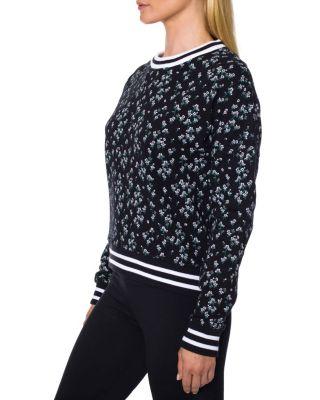 Steve Madden Floral Sweatshirt With Striped Ribbing Black