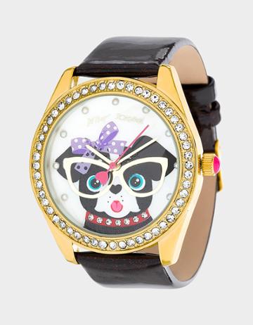 Betseyjohnson Betsey Time Pretty Pooch Watch Black