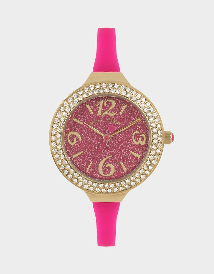 Betseyjohnson Dainty Silicone Strap Watch Pink